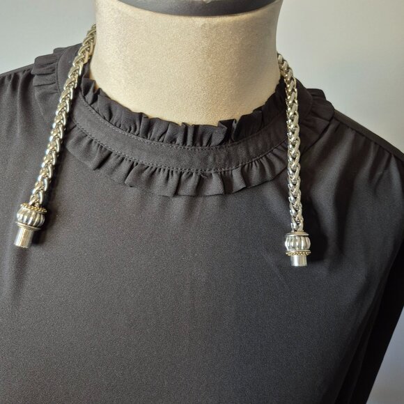 MX Signature Collection Vintage Heavy Silvertone Necklace with Ornate Pendant - Picture 5 of 5